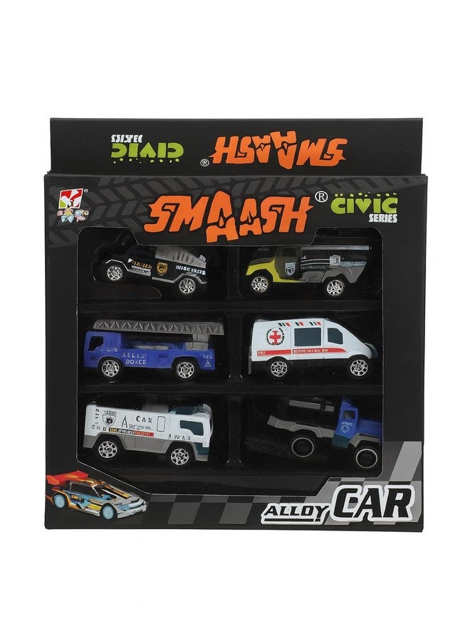 FUN4YOU Die-Cast Emergency Vehicle Set, 6 Metal Toy Cars, Police, Ambulance & Fire Trucks with Pull Back Action, Ages 3+ - Image 5